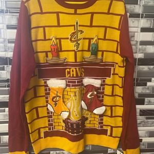NBA Ugly Christmas Sweater Size L Cleveland Cavaliers w/Scarf